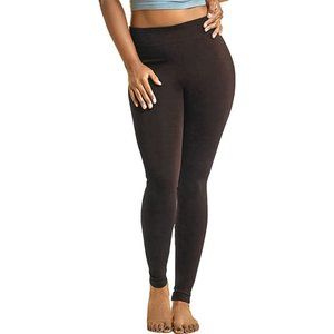 SOFRA Leggings Ribbed Waistband Full Length ONE SIZE BROWN
